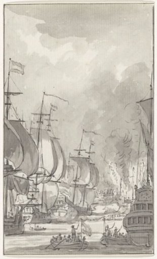 The crossing of the chain in the Medway, 1667