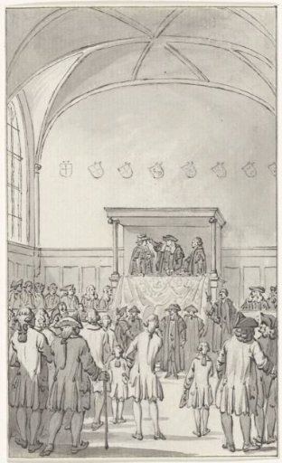 Graduation ceremony with the cap at Leiden on the occasion of the second centenary of the University, 9 February 1775