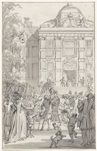 William V presents himself as Knight of the Order of the Garter on the terrace of Huis ten Bosch, 1752