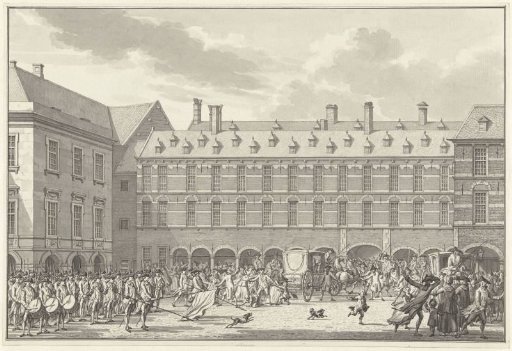 Disturbances as the Deputies of Dordrecht ride through the Stadhouderspoort on the Binnenhof, 1786