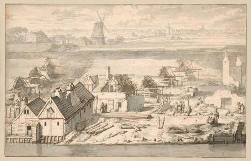 Ruins of the Three Burnt Linen Mills on the Rampart at the Smallepadsgracht, 1680