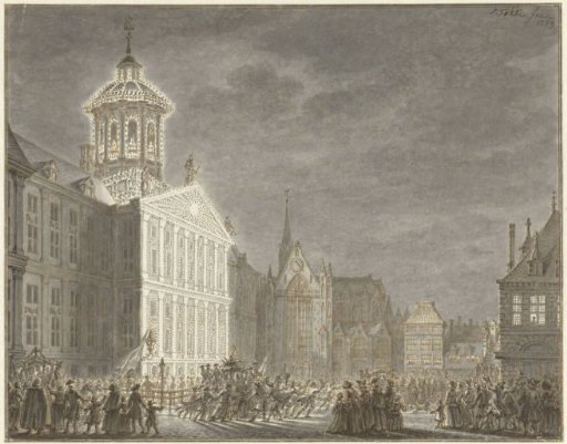Illumination of the town hall for William V and Wilhelmina of Prussia, 1768