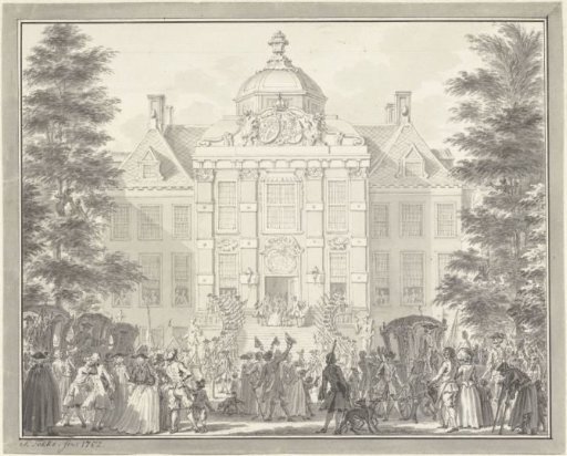 William V presents himself as Knight of the Order of the Garter on the dais of Huis ten Bosch, 1752