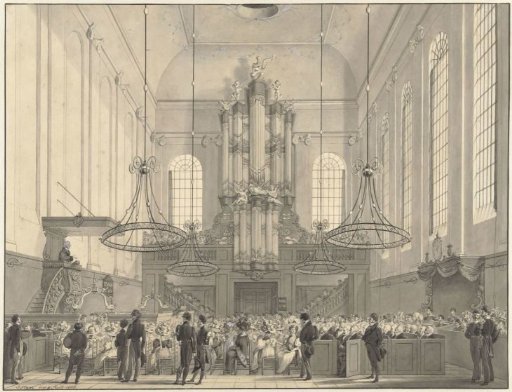 Professor van der Palm preaching in the Lutheran church in The Hague before the royal family, 1828