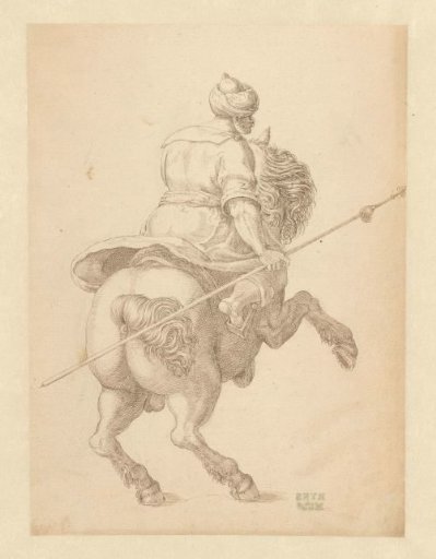 Rider on horseback, facing right
