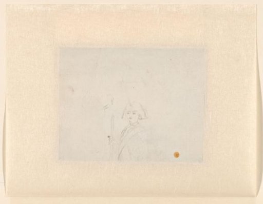 Upper half of a sketch of a standing soldier