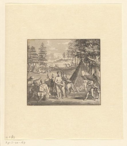Native Americans at a tipi