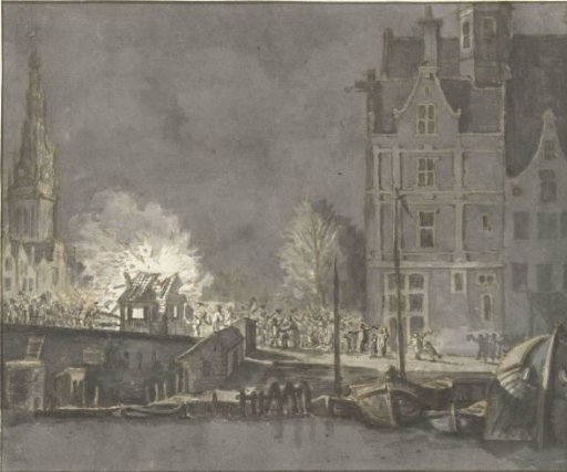 Burning of the Customs Houses near the Nieuwebrug in Amsterdam