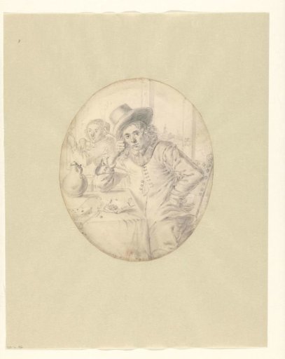 Man Smoking a Pipe at a Table