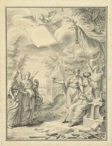Design for title page for All the Works of Adriaan de Kramer, 1736