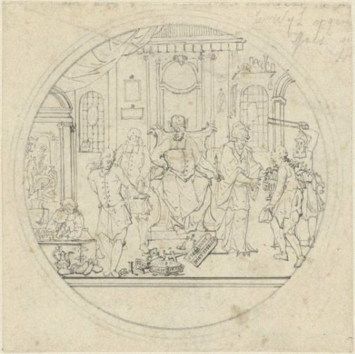 Round composition with allegory
