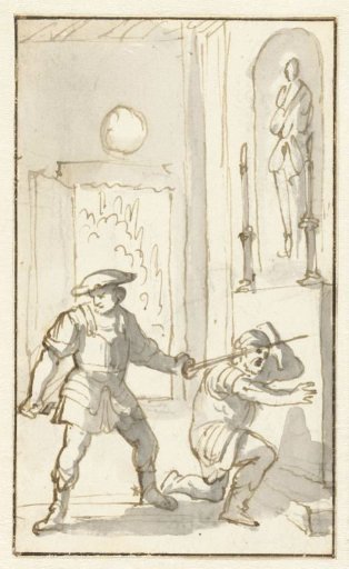 Don Quixote knighting Sancho Panza