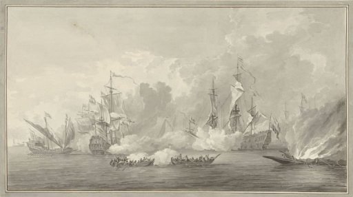Naval battle, possibly near Kijkduin on 21 August 1673