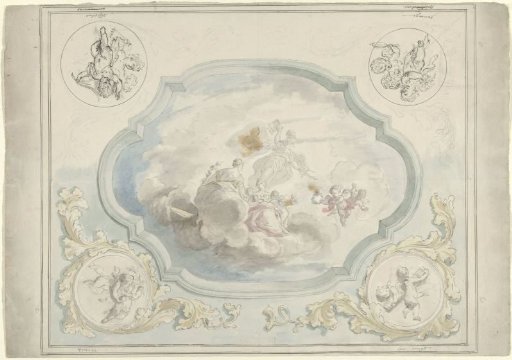 Design for a ceiling painting with Charity and Peace