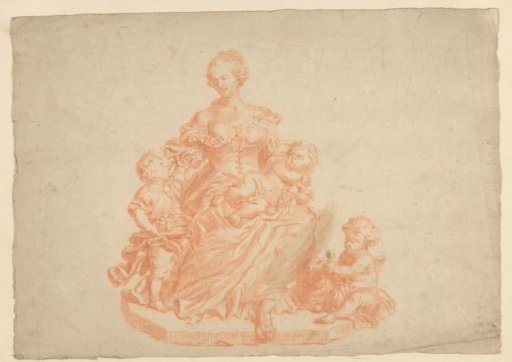Seated woman with three children