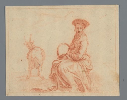 Seated shepherdess with goat