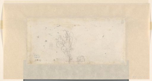 Sketch of a house and a tree (child's drawing?)