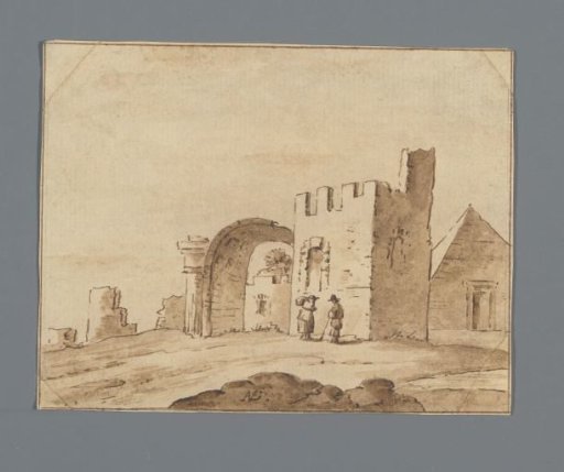 Two figures at a ruin