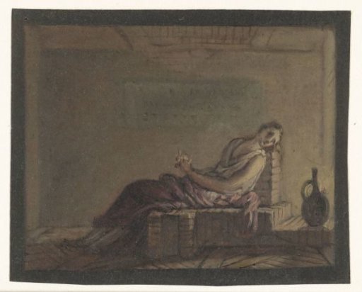 Woman seated on her bed in a cell