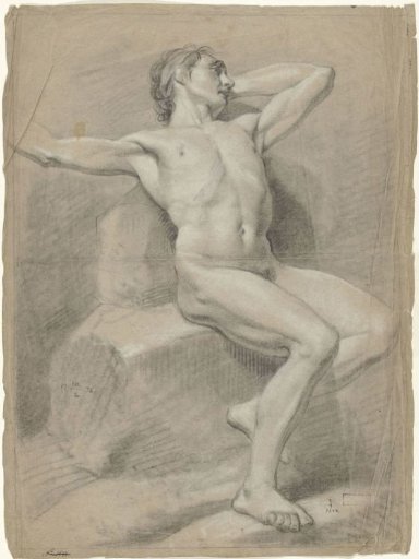 Seated male nude, arms behind him