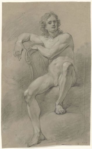 Seated male nude, with harp