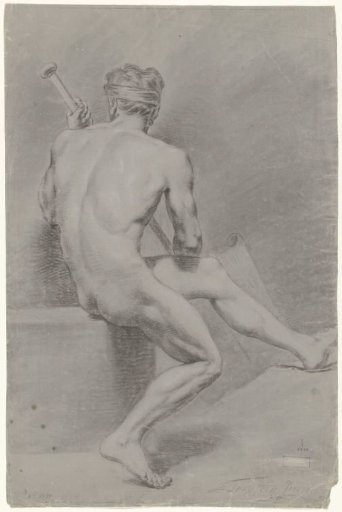Seated male nude, turned to the left