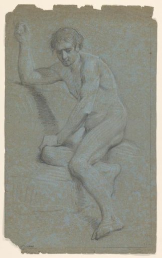 Sitting male nude, to the left
