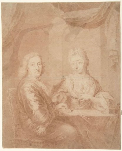 Portrait of a man and woman at a table