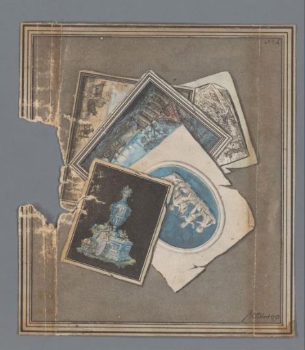 Trompe-l'oeil with five drawings and prints