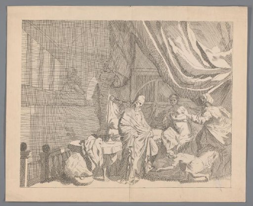 Man and naked woman in a bedroom