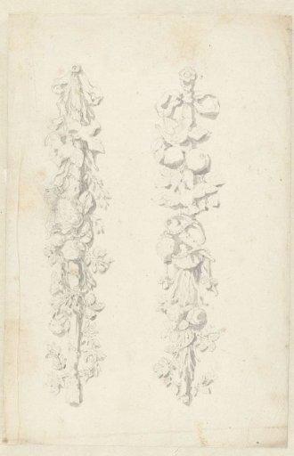 Two hanging garlands of flowers