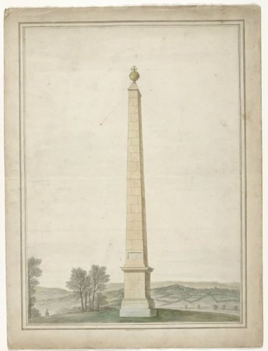 Landscape with an obelisk in honor of the kingship of George II Augustus, King of England, in October 1727