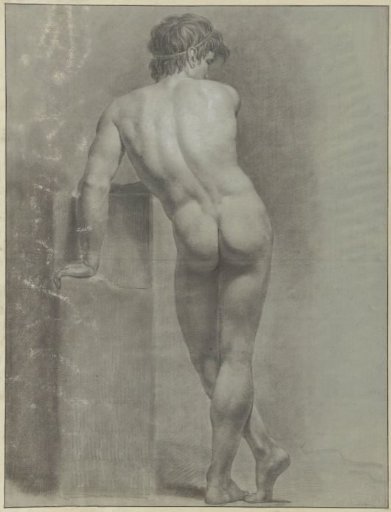 Standing male nude, seen from the back