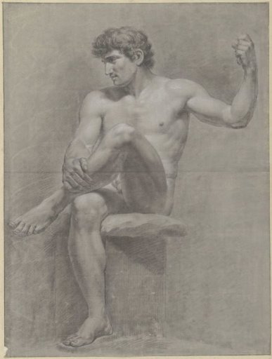 Seated male nude, left leg on the right knee