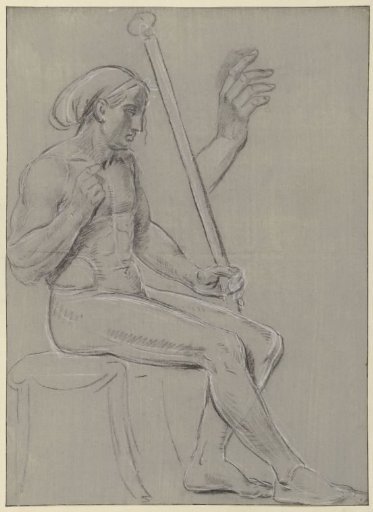 Sketch of a seated male nude and a detail sketch of a hand