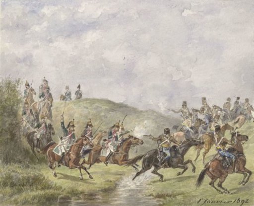 French dragoons and Austrian hussars