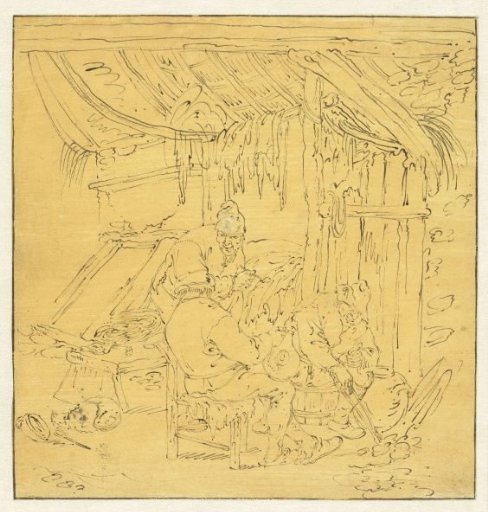 Peasant interior with three men