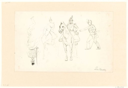 Sketch sheet with studies of soldiers