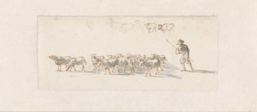 Sketch sheet with shepherd with sheep