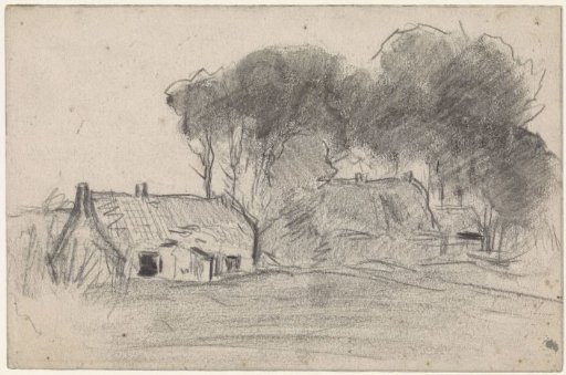 Farmhouses among trees