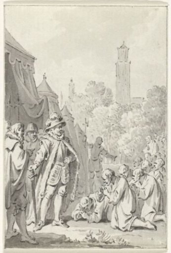 Citizens of Utrecht beg Count Willem IV for peace, 1345
