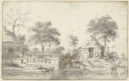 Cottage with a Barn along the Water
