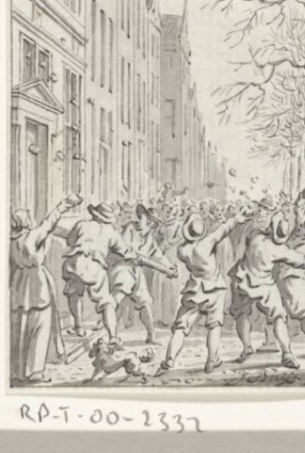 Plundering of the house of Rem Egbertsz Bisschop (Episcopius) on the Singel in Amsterdam, 1617