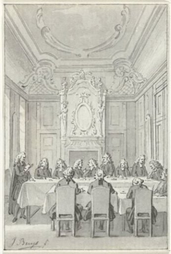 Public reading of psalms in the meeting room of the Deputies in the Mauritshuis, 1 October 1777