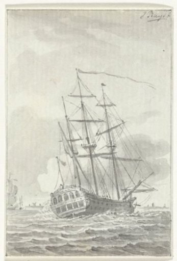 Setting sail of the ship Prins Willem, 1781