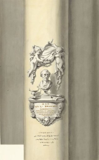 Design for a monument for C. Brunings: a bust with putti