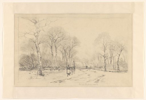 Woman with a cow walking along the Leidse Canal.