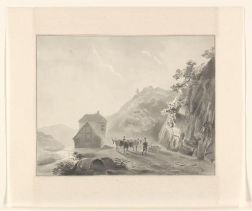 Shepherd with cattle in a mountain landscape
