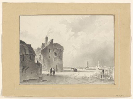 Winter Landscape with Tower and Figures