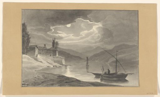 Mountain Landscape with Lake by Night